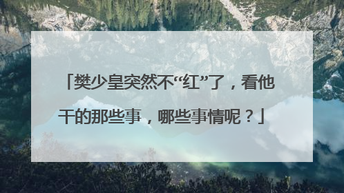樊少皇突然不“红”了，看他干的那些事，哪些事情呢？