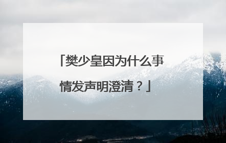 樊少皇因为什么事情发声明澄清？