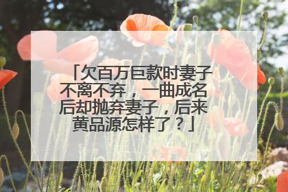 欠百万巨款时妻子不离不弃,一曲成名后却抛弃妻子,后来黄品源怎样了?