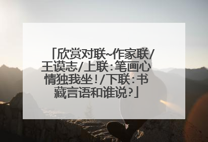 欣赏对联~作家联/王谟志/上联:笔画心情独我坐!/下联:书藏言语和谁说?