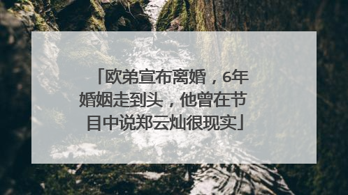 欧弟宣布离婚,6年婚姻走到头,他曾在节目中说郑云灿很现实