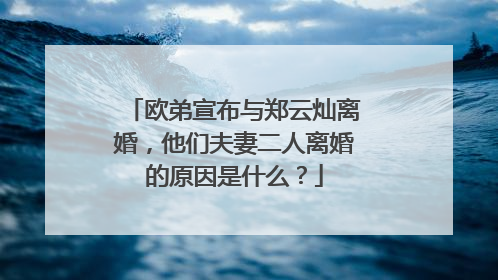 欧弟宣布与郑云灿离婚,他们夫妻二人离婚的原因是什么?