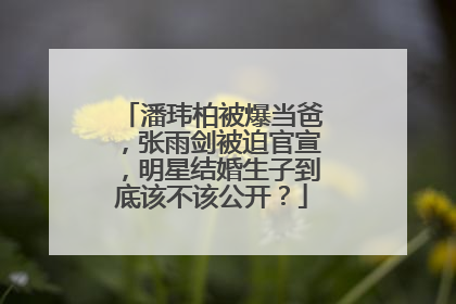 潘玮柏被爆当爸,张雨剑被迫官宣,明星结婚生子到底该不该公开?