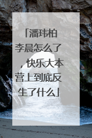 潘玮柏 李晨怎么了,快乐大本营上到底反生了什么