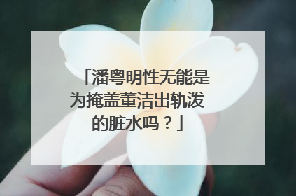 潘粤明性无能是为掩盖董洁出轨泼的脏水吗?