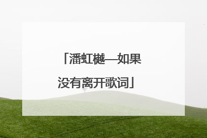 潘虹樾——如果没有离开歌词