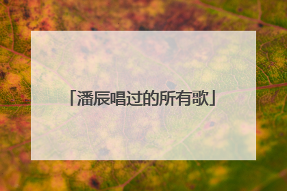 潘辰唱过的所有歌
