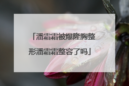 潘霜霜被爆隆胸整形潘霜霜整容了吗