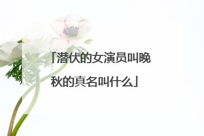 潜伏的女演员叫晚秋的真名叫什么
