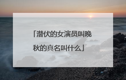 潜伏的女演员叫晚秋的真名叫什么