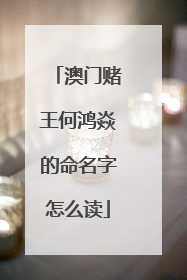 澳门赌王何鸿焱的命名字怎么读