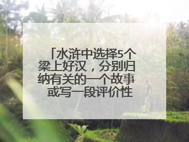 水浒中选择5个梁上好汉,分别归纳有关的一个故事 或写一段评价性的文字