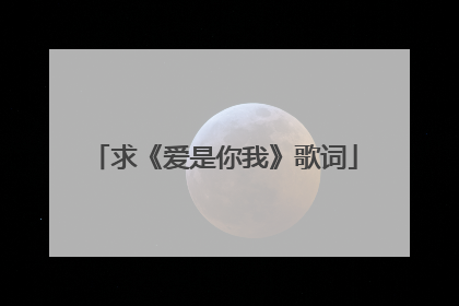 求《爱是你我》歌词