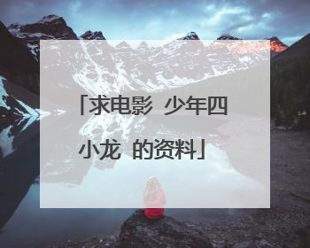 求电影 少年四小龙 的资料