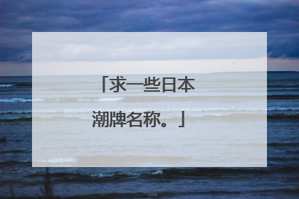 求一些日本潮牌名称。