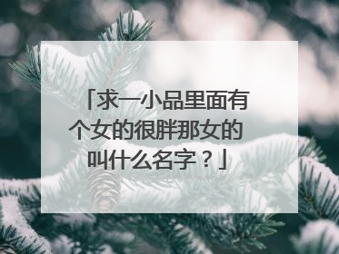 求一小品里面有个女的很胖那女的叫什么名字？
