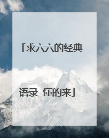 求六六的经典语录 懂的来