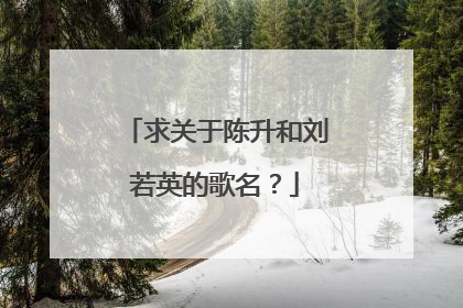 求关于陈升和刘若英的歌名?