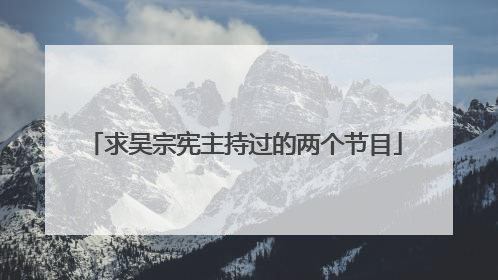 求吴宗宪主持过的两个节目