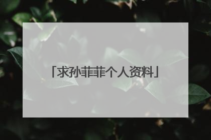 求孙菲菲个人资料