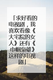 求好看的电视剧，我喜欢看像《大宅院的女人》还有《巾帼枭雄》这样的电视剧