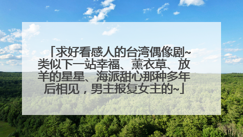 求好看感人的台湾偶像剧~类似下一站幸福、薰衣草、放羊的星星、海派甜心那种多年后相见，男主报复女主的~
