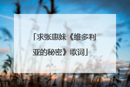 求张惠妹《维多利亚的秘密》歌词