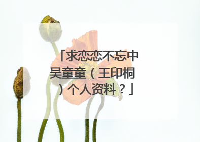 求恋恋不忘中吴童童（王印桐）个人资料？