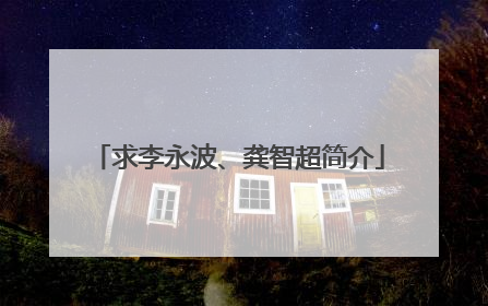 求李永波、龚智超简介