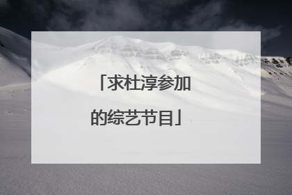 求杜淳参加的综艺节目