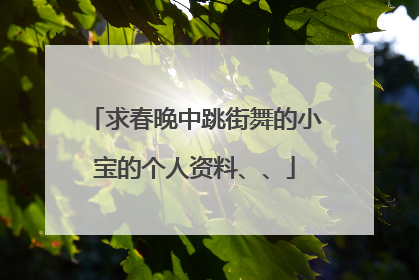 求春晚中跳街舞的小宝的个人资料、、
