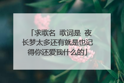 求歌名 歌词是 夜长梦太多还有就是也记得你还爱我什么的