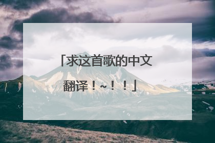 求这首歌的中文翻译！~！！
