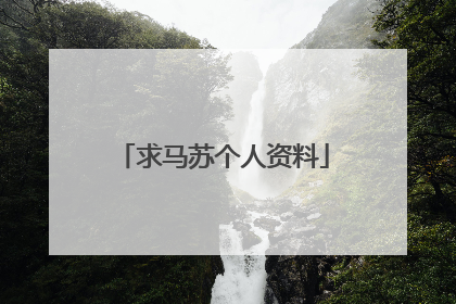 求马苏个人资料