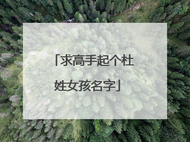 求高手起个杜姓女孩名字