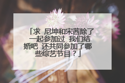 求 尼坤和宋茜除了 一起参加过 我们结婚吧 还共同参加了哪些综艺节目?
