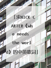 求NICK CARTER《who needs the world》的中英歌词