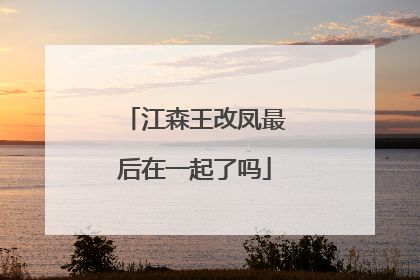 江森王改凤最后在一起了吗