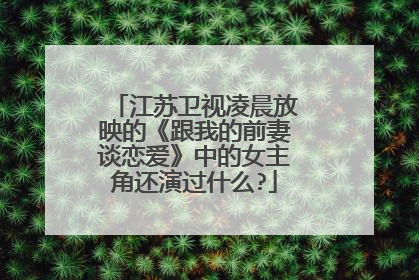 江苏卫视凌晨放映的《跟我的前妻谈恋爱》中的女主角还演过什么?