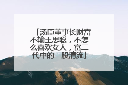 汤臣董事长财富不输王思聪，不怎么喜欢女人，富二代中的一股清流