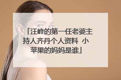 汪峰的第一任老婆主持人齐丹个人资料 小苹果的妈妈是谁