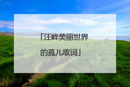 汪峰美丽世界的孤儿歌词