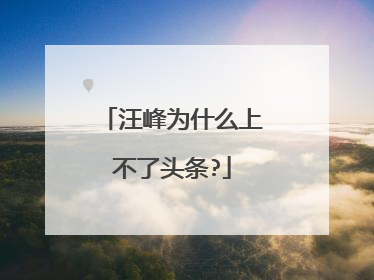 汪峰为什么上不了头条?