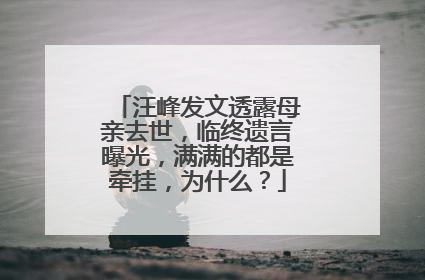 汪峰发文透露母亲去世，临终遗言曝光，满满的都是牵挂，为什么？