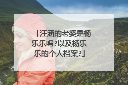 汪涵的老婆是杨乐乐吗?以及杨乐乐的个人档案?