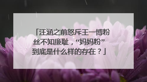汪涵之前怒斥王一博粉丝不知廉耻,“妈妈粉”到底是什么样的存在?