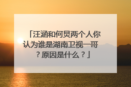 汪涵和何炅两个人你认为谁是湖南卫视一哥?原因是什么?