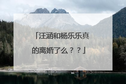 汪涵和杨乐乐真的离婚了么？？