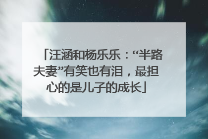 汪涵和杨乐乐:“半路夫妻”有笑也有泪,最担心的是儿子的成长