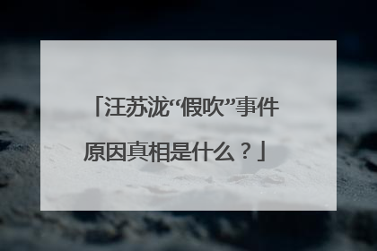 汪苏泷“假吹”事件原因真相是什么？